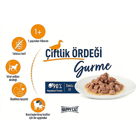 Happy Cat Meat in Sauce Sterilised Ördekli Kısırlaştırılmış Kedi Yaş Maması 85 Gr x 5 Adet - 4