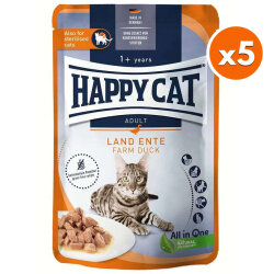 Happy Cat Meat in Sauce Sterilised Ördekli Kısırlaştırılmış Kedi Yaş Maması 85 Gr x 5 Adet - Happy Cat