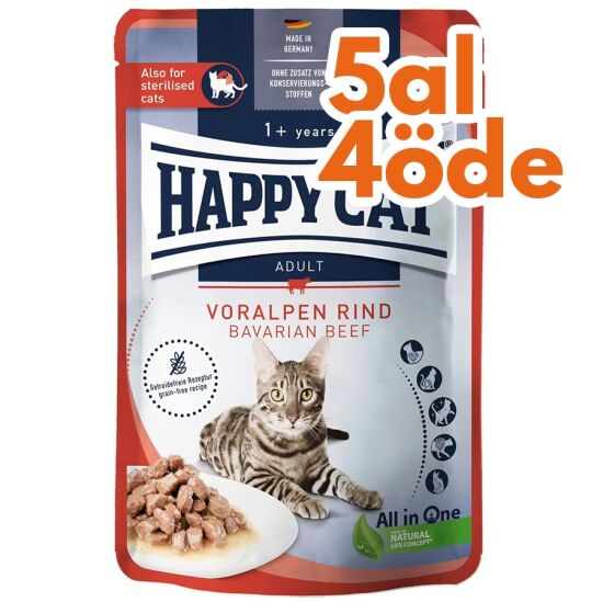 Happy Cat Meat in Sauce Sterilised Sığır Etli Kısırlaştırılmış Kedi Yaş Maması 85 Gr - 5 Al 4 Öde - 1