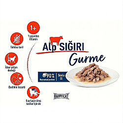 Happy Cat Meat in Sauce Sterilised Sığır Etli Kısırlaştırılmış Kedi Yaş Maması 85 Gr - 4