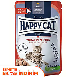 Happy Cat Meat in Sauce Sterilised Sığır Etli Kısırlaştırılmış Kedi Yaş Maması 85 Gr - Happy Cat