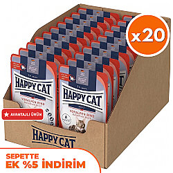 Happy Cat Meat in Sauce Sterilised Sığır Etli Kısırlaştırılmış Kedi Yaş Maması 85 Gr x 20 Adet - Happy Cat