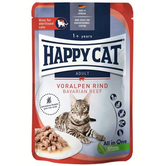 Happy Cat Meat in Sauce Sterilised Sığır Etli Kısırlaştırılmış Kedi Yaş Maması 85 Gr x 5 Adet - 2