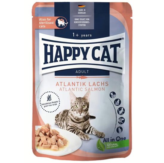 Happy Cat Meat in Sauce Sterilised Somonlu Kısırlaştırılmış Kedi Yaş Maması 85 Gr x 20 Adet - 3