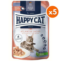 Happy Cat Meat in Sauce Sterilised Somonlu Kısırlaştırılmış Kedi Yaş Maması 85 Gr x 5 Adet - Happy Cat