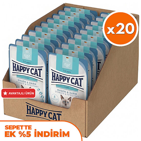 Happy Cat Meat in Sauce Stomach Intestines Mide Sağlığı Kedi Yaş Maması 85 Gr x 20 Adet - 1