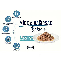 Happy Cat Meat in Sauce Stomach Intestines Mide Sağlığı Kedi Yaş Maması 85 Gr x 5 Adet - 5
