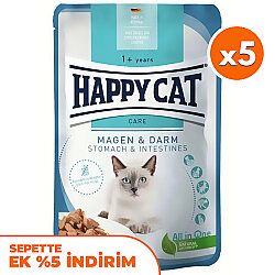 Happy Cat Meat in Sauce Stomach Intestines Mide Sağlığı Kedi Yaş Maması 85 Gr x 5 Adet - Happy Cat