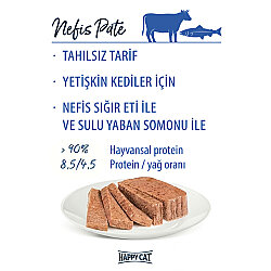 Happy Cat Minkas Duo Sığır Etli ve Somonlu Kedi Yaş Maması 100 Gr - 3