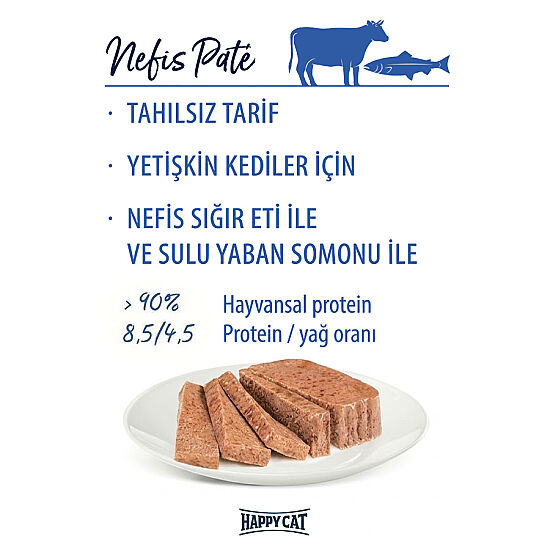 Happy Cat Minkas Duo Sığır Etli ve Somonlu Kedi Yaş Maması 100 Gr - 3