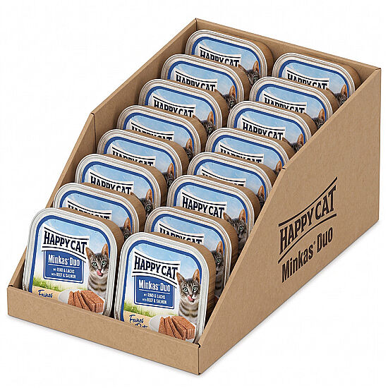 Happy Cat Minkas Duo Sığır Etli ve Somonlu Kedi Yaş Maması 100 Gr x 16 Adet - 2