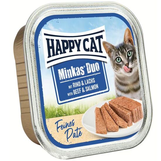 Happy Cat Minkas Duo Sığır Etli ve Somonlu Kedi Yaş Maması 100 Gr x 8 Adet - 2