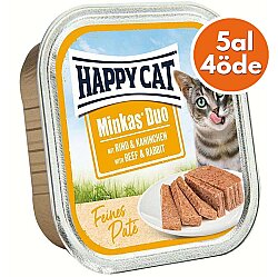 Happy Cat Minkas Duo Sığır Etli ve Tavşanlı Kedi Yaş Maması 100 Gr - 5 Al 4 Öde - Happy Cat