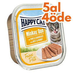 Happy Cat - Happy Cat Minkas Duo Sığır Etli ve Tavşanlı Kedi Yaş Maması 100 Gr - 5 Al 4 Öde