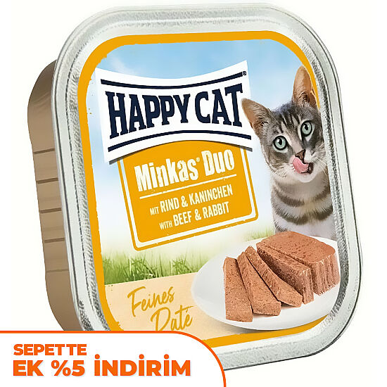 Happy Cat Minkas Duo Sığır Etli ve Tavşanlı Kedi Yaş Maması 100 Gr - 1