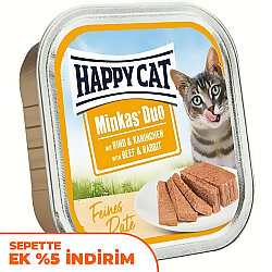 Happy Cat Minkas Duo Sığır Etli ve Tavşanlı Kedi Yaş Maması 100 Gr - Happy Cat
