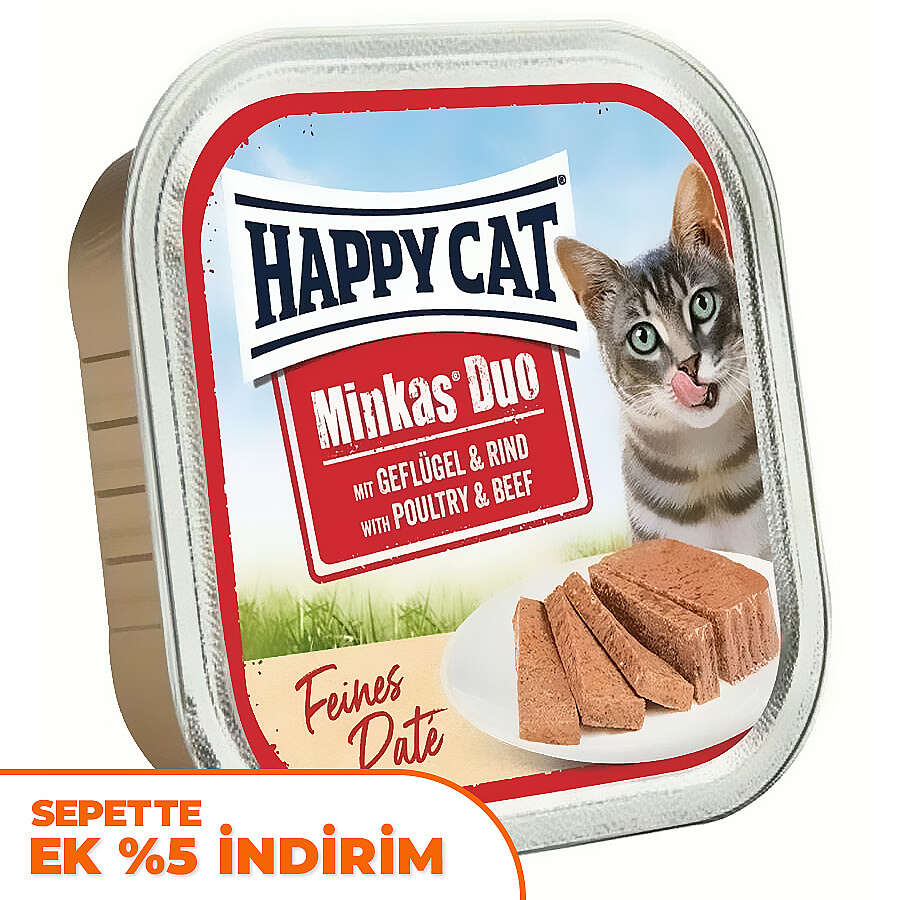 Happy Cat Minkas Duo Tavuklu ve Biftekli Kedi Yaş Maması 100 Gr