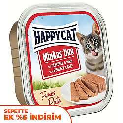 Happy Cat Minkas Duo Tavuklu ve Biftekli Kedi Yaş Maması 100 Gr - Happy Cat