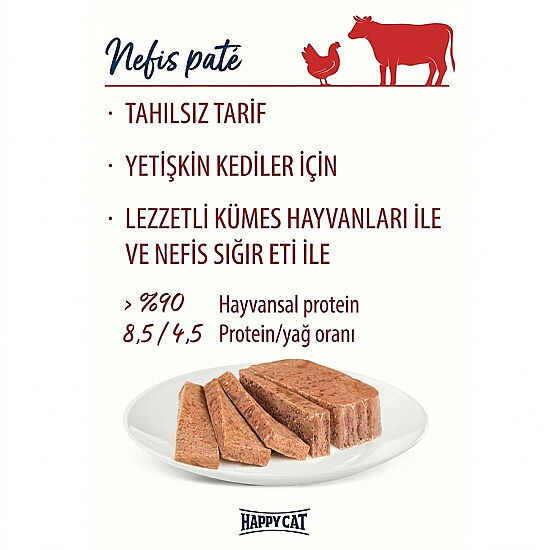 Happy Cat Minkas Duo Tavuklu ve Biftekli Kedi Yaş Maması 100 Gr - 3