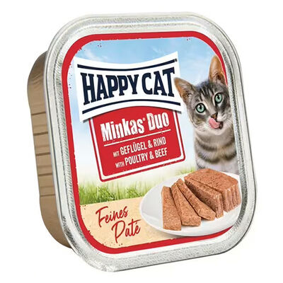 Happy Cat Minkas Duo Tavuklu ve Biftekli Kedi Yaş Maması 100 Gr