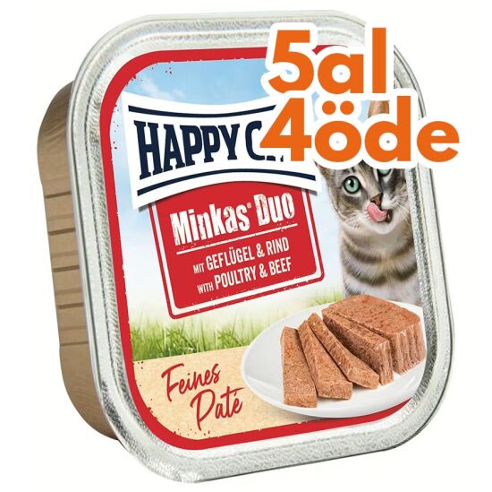 Happy Cat Minkas Duo Tavuklu ve Biftekli Kedi Yaş Maması 100 Gr - 5 Al 4 Öde - 1