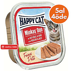 Happy Cat Minkas Duo Tavuklu ve Biftekli Kedi Yaş Maması 100 Gr - 5 Al 4 Öde - Happy Cat