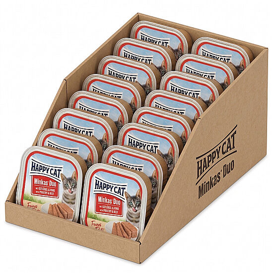 Happy Cat Minkas Duo Tavuklu ve Biftekli Kedi Yaş Maması 100 Gr x 16 Adet - 2