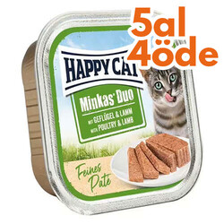 Happy Cat Minkas Duo Tavuklu ve Kuzu Etli Kedi Yaş Maması 100 Gr - 5 Al 4 Öde - Happy Cat
