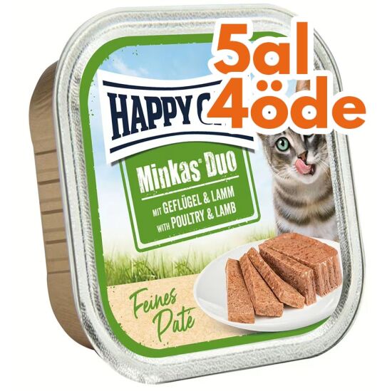 Happy Cat Minkas Duo Tavuklu ve Kuzu Etli Kedi Yaş Maması 100 Gr - 5 Al 4 Öde - 1