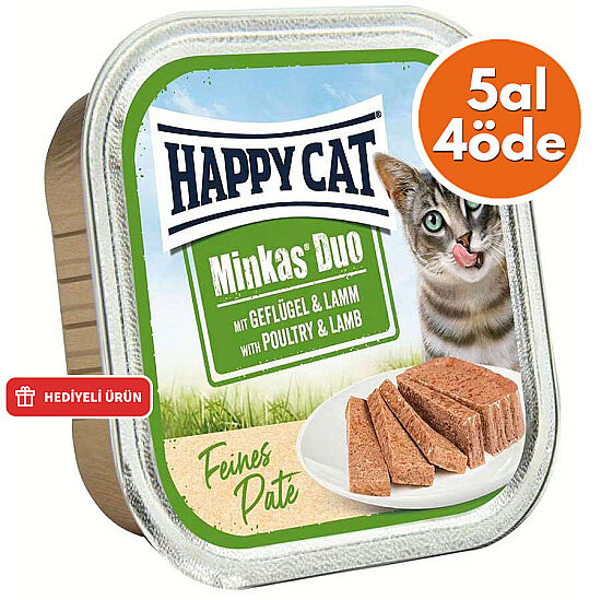 Happy Cat Minkas Duo Tavuklu ve Kuzu Etli Kedi Yaş Maması 100 Gr - 5 Al 4 Öde - 2