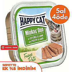 Happy Cat Minkas Duo Tavuklu ve Kuzu Etli Kedi Yaş Maması 100 Gr - 5 Al 4 Öde - Happy Cat