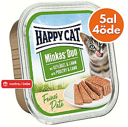 Happy Cat Minkas Duo Tavuklu ve Kuzu Etli Kedi Yaş Maması 100 Gr - 5 Al 4 Öde - Happy Cat
