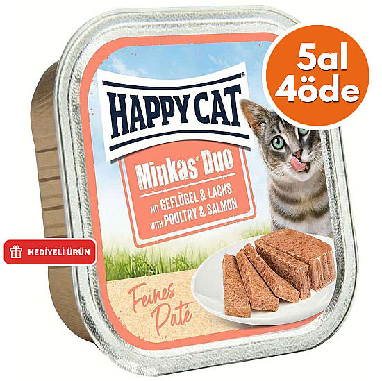 Happy Cat Minkas Duo Tavuklu ve Somonlu Kedi Yaş Maması 100 Gr - 5 Al 4 Öde - 2