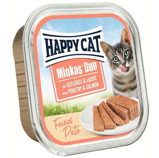 Happy Cat Minkas Duo Tavuklu ve Somonlu Kedi Yaş Maması 100 Gr - 1