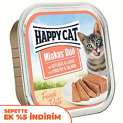 Happy Cat Minkas Duo Tavuklu ve Somonlu Kedi Yaş Maması 100 Gr - Happy Cat