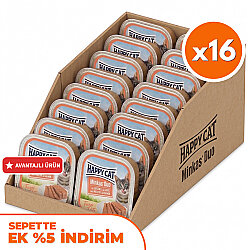 Happy Cat Minkas Duo Tavuklu ve Somonlu Kedi Yaş Maması 100 Gr x 16 Adet - Happy Cat