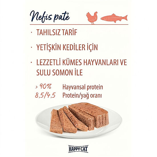 Happy Cat Minkas Duo Tavuklu ve Somonlu Kedi Yaş Maması 100 Gr x 8 Adet - 3