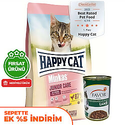 Happy Cat Minkas Junior Yavru Kedi Maması 10 Kg + 5 Adet Favor Kuzu Konservesi 400 Gr - Happy Cat