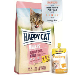 Happy Cat Minkas Junior Yavru Kedi Maması 10 Kg + 2 Adet Gimcat Kedi Pudingi 150 Gr - Happy Cat