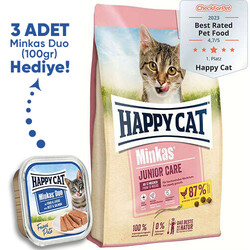 Happy Cat - Happy Cat Minkas Junior Yavru Kedi Maması 10 Kg + 3 Adet Happy Cat 100 Gr Yaş Mama