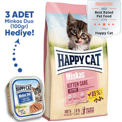 Happy Cat - Happy Cat Minkas Kitten Yavru Kedi Maması 10 Kg + 3 Adet Happy Cat 100 Gr Yaş Mama