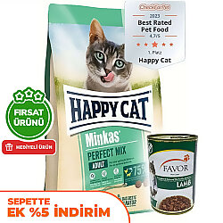 Happy Cat Minkas Perfect Mix Kedi Maması 10 Kg + 5 Adet Favor Kuzu Konservesi 400 Gr - Happy Cat
