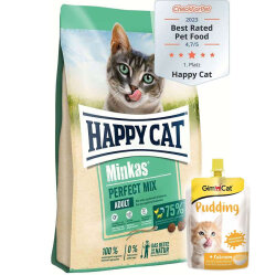 Happy Cat Minkas Perfect Mix Kedi Maması 10 Kg + 2 Adet Gimcat Kedi Pudingi 150 Gr - Happy Cat