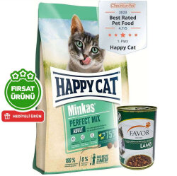 Happy Cat Minkas Perfect Mix Kedi Maması 10 Kg + 5 Adet Favor Kuzu Kedi Konservesi 400 Gr - Happy Cat