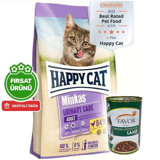 Happy Cat Minkas Urinary Care İdrar Yolu Sağlığı Kedi Maması 10 Kg + 5 Adet Favor Kuzu Konservesi 400 Gr - 1