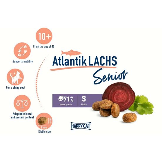 Happy Cat Senior Atlantik Salmon 10 Yaş ve Üzeri Yaşlı Kedi Maması 4 Kg - 4