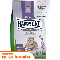 Happy Cat Senior Kuzu Etli 10 Yaş ve Üzeri Yaşlı Kedi Maması 4 Kg - Happy Cat