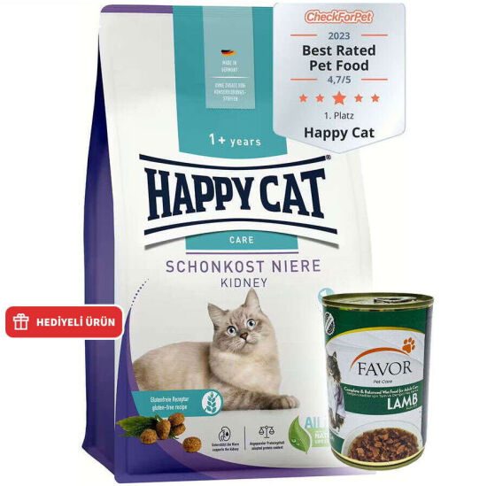 Happy Cat Sensitive Kidney Hassas Sindirim Kedi Maması 4 Kg + 2 Adet Favor Kuzu Konservesi 400 Gr - 1