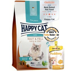 Happy Cat Skin Coat Deri ve Tüy Sağlığı Kedi Maması 4 Kg + Gimcat Kedi Pudingi 150 Gr - Happy Cat