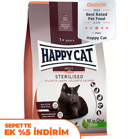 Happy Cat Sterilised Atlantic Somon Kısırlaştırılmış Kedi Maması 1,3 Kg - 1